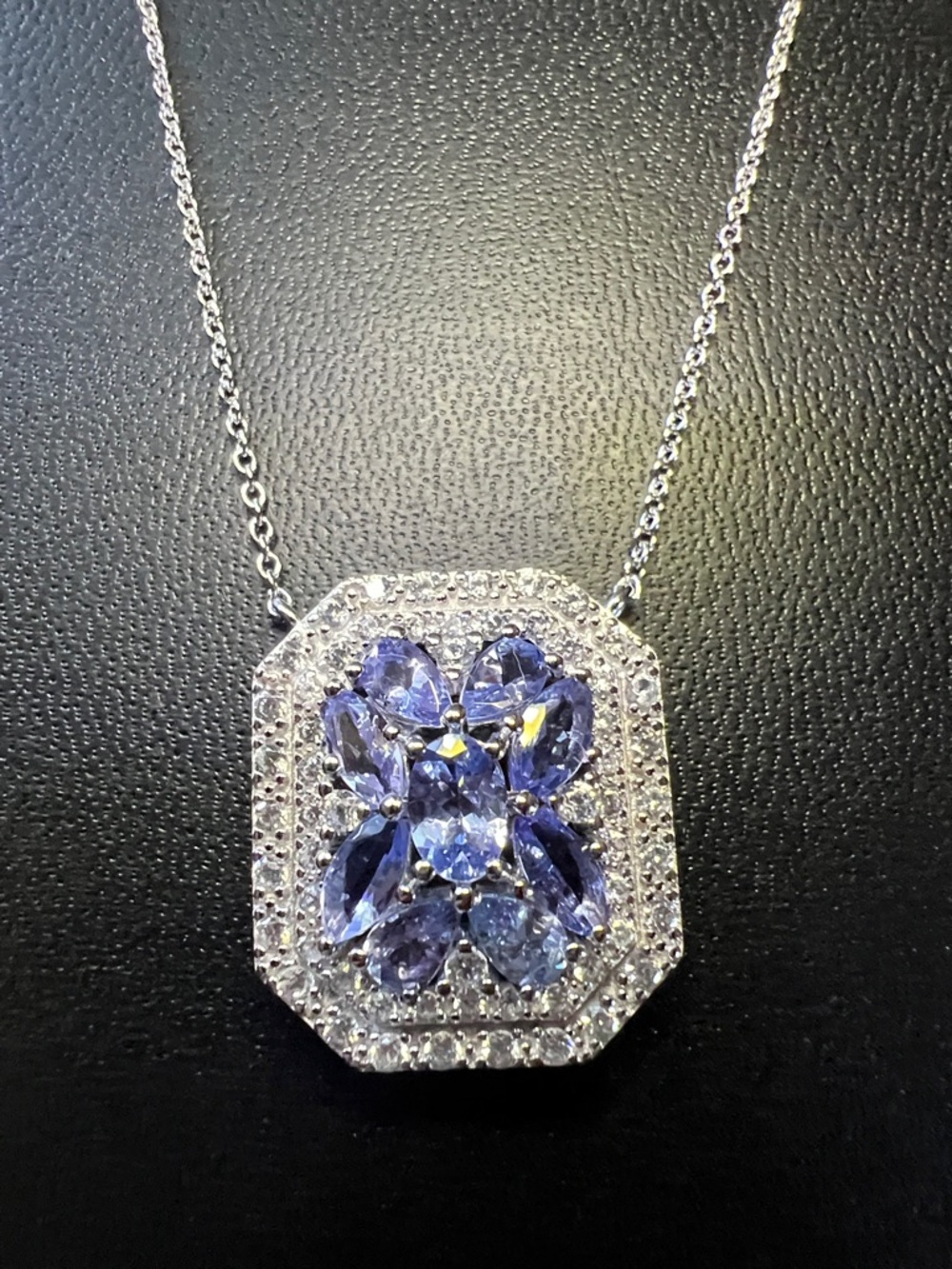 TANZANITE Marquis/Pear/Oval Pendant Necklace Sterling Silver 925 Stamped NWT - Picture 5 of 16